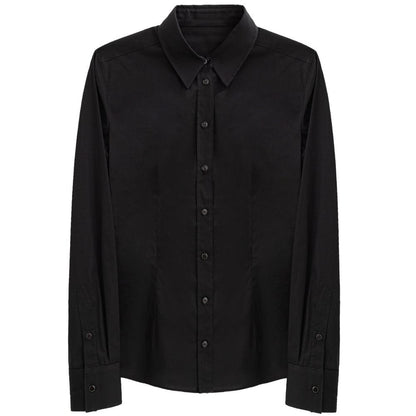 Shirt by Dolce & Gabbana for men in cotton black showcases a sleek silhouette, elegantly detailed with a sleek and long-sleeve for a sleek finish.