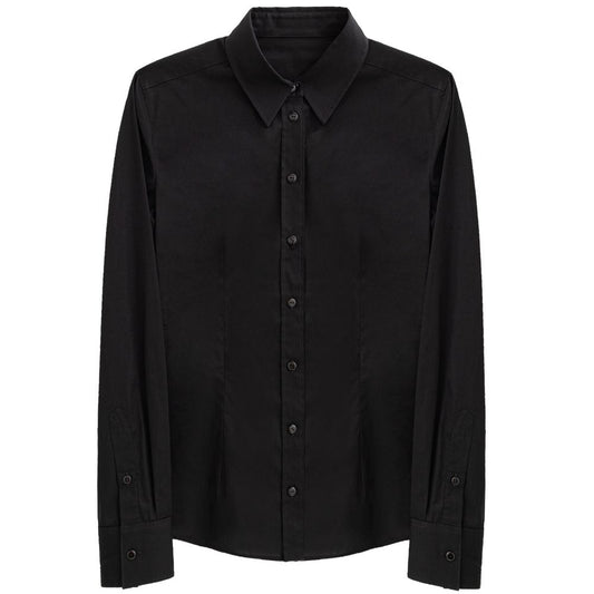 Shirt by Dolce & Gabbana for men in cotton black showcases a sleek silhouette, elegantly detailed with a sleek and long-sleeve for a sleek finish.