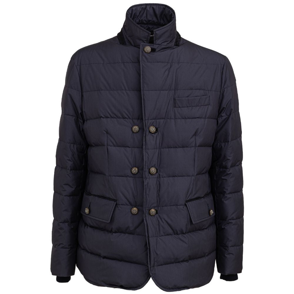 Jacket by Dolce & Gabbana for men in polyester blue features an utilitarian silhouette with a refined , showcasing sophisticated pockets & insulated for an utilitarian aesthetic.