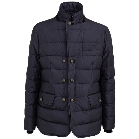 Jacket by Dolce & Gabbana for men in polyester blue features an utilitarian silhouette with a refined , showcasing sophisticated pockets & insulated for an utilitarian aesthetic.