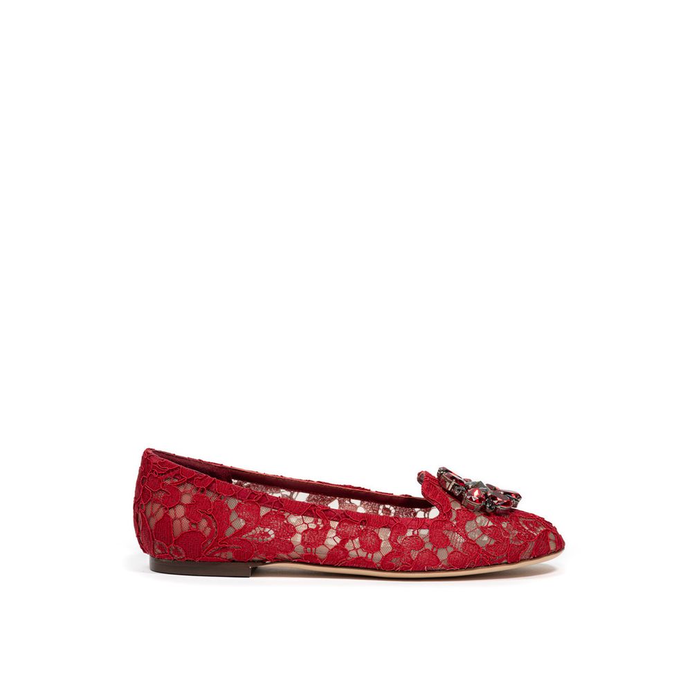 Flat Shoes by Dolce & Gabbana for women in viscose red & signature features an statuesque silhouette from the Women's Viscose Flat Shoes collection, showcasing a and a statuesque for a statuesque look.