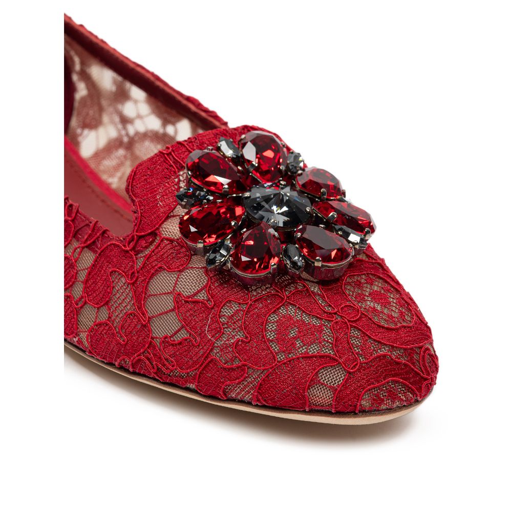 Flat Shoes by Dolce & Gabbana for women in viscose red & signature presents a effortless chic silhouette, showcasing the Women's Viscose Flat Shoes design with a effortless chic and for a sophisticated look.