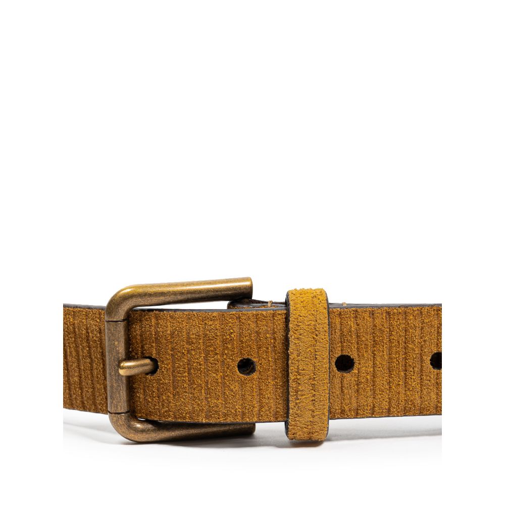 Belt by Dolce & Gabbana for men in leather & velvet brown presents a artisanal silhouette from the Leather & Velvet Belt collection, showcasing an artisanal design and refined craftsmanship for a artisanal look.