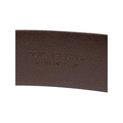 Belt by Dolce & Gabbana for men in leather & velvet brown features an artisanal silhouette, showcasing the artisanal craftsmanship of the Leather & Velvet Belt collection for a artisanal finish.