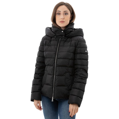 Hooded Puffer Jacket by Add for women in polyamide & duck down black features an contemporary silhouette, showcasing a sophisticated hooded neckline and contemporary lightweight, pockets, hooded & insulated for a truly refined look.