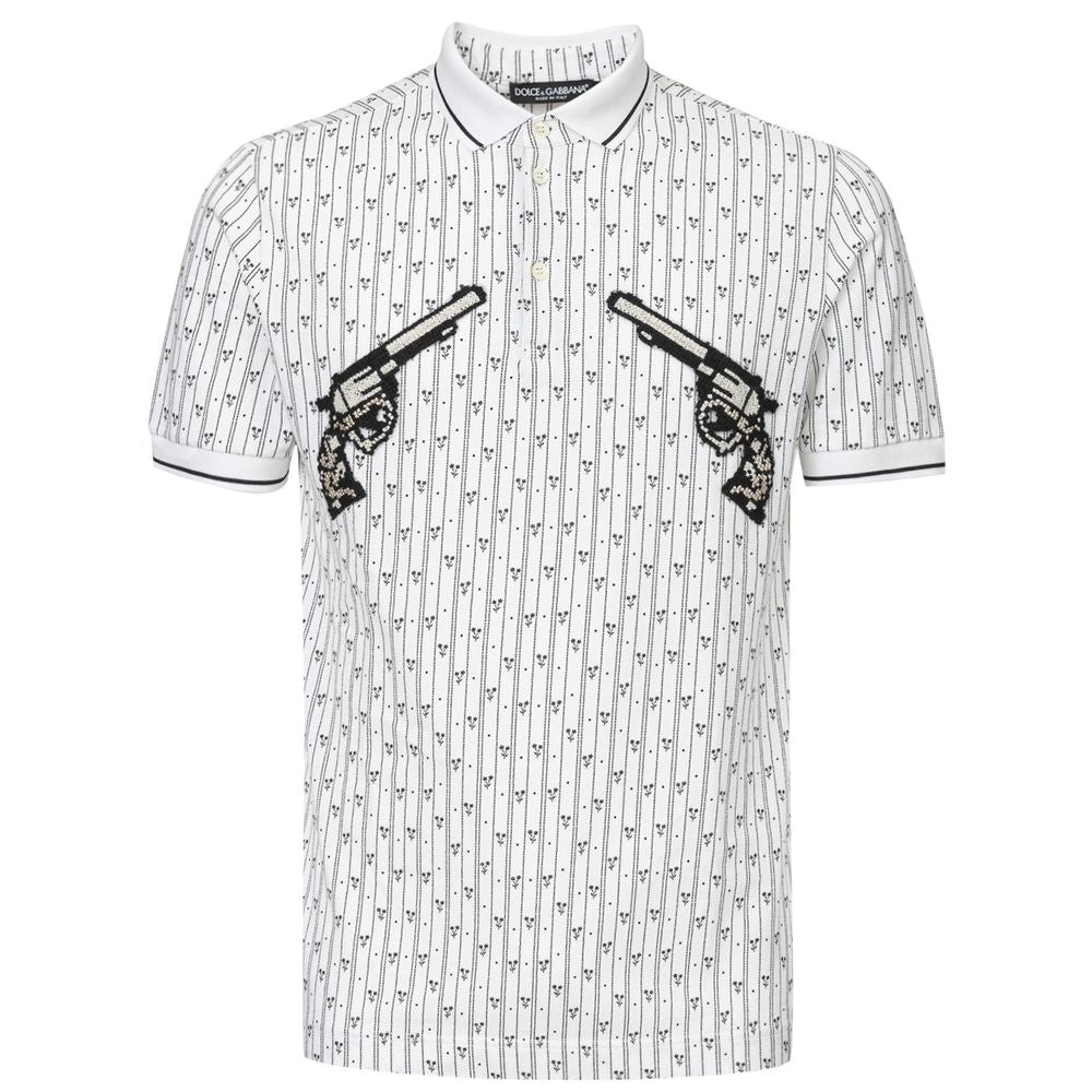 This Polo Shirt by Dolce & Gabbana for men in cotton black, white & patterned presents a flawless silhouette, showcasing flawless short-sleeve detailing and a refined for a truly flawless aesthetic.