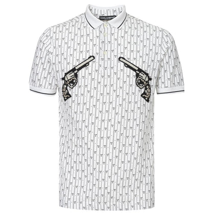 This Polo Shirt by Dolce & Gabbana for men in cotton black, white & patterned presents a flawless silhouette, showcasing flawless short-sleeve detailing and a refined for a truly flawless aesthetic.