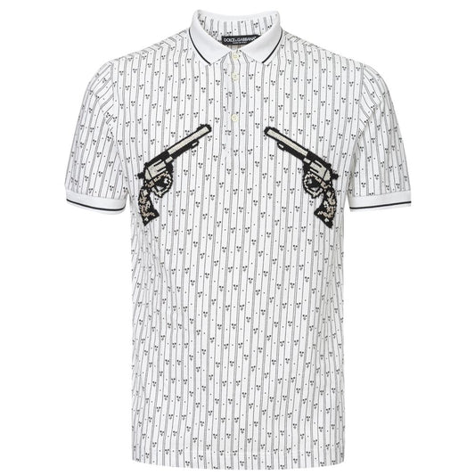 This Polo Shirt by Dolce & Gabbana for men in cotton black, white & patterned presents a flawless silhouette, showcasing flawless short-sleeve detailing and a refined for a truly flawless aesthetic.