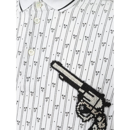Polo Shirt by Dolce & Gabbana for men in cotton black, white & patterned showcases a sharp silhouette, detailed with a refined and sharp for a sophisticated finish.