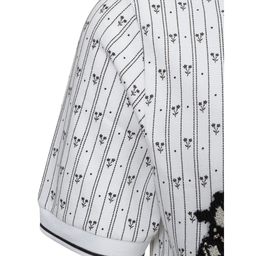 Polo Shirt by Dolce & Gabbana for men in cotton black, white & patterned presents a distinguished silhouette, showcasing a sophisticated and distinguished for a truly distinguished finish.