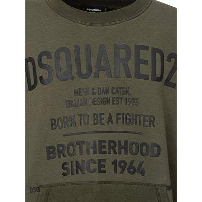 Sweatshirt by Dsquared² for men in cotton green & print features an exquisite silhouette, showcasing and details for a exquisite look.