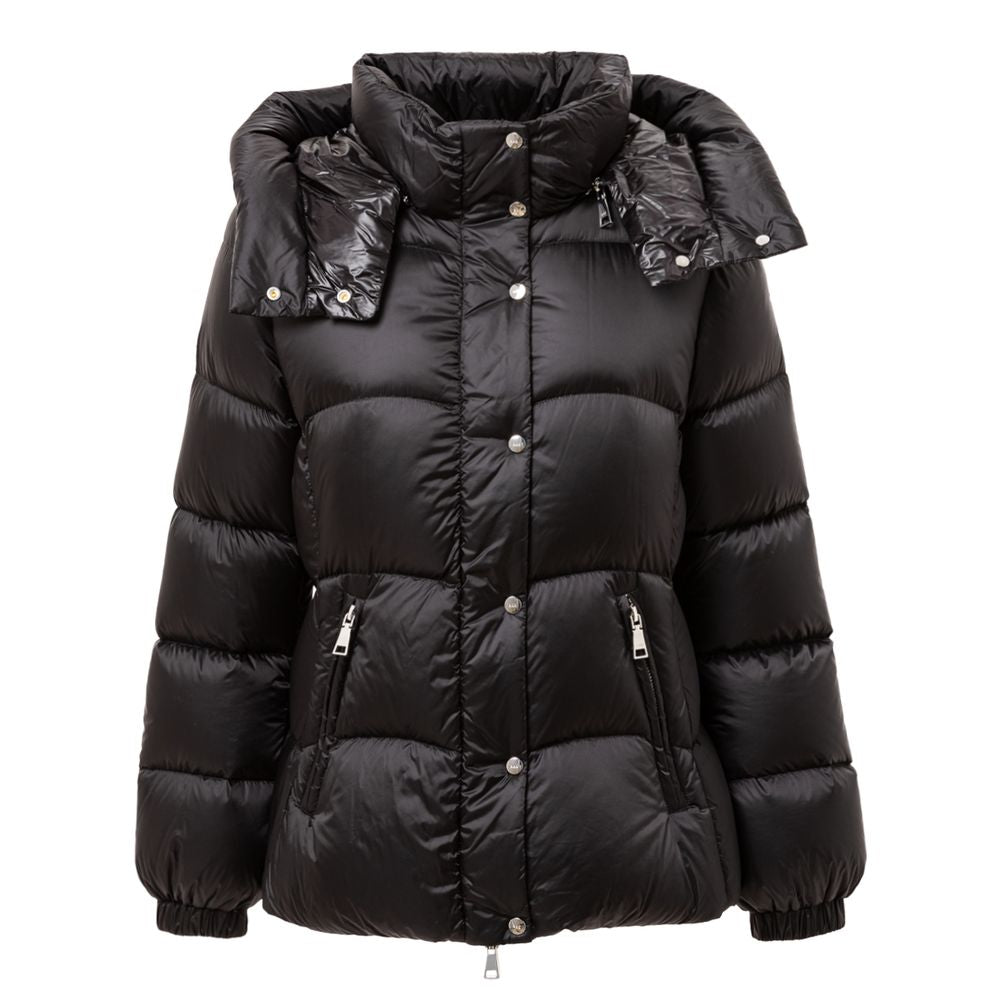 Hooded Puffer Jacket by Add for women in polyamide & duck down black features an contemporary silhouette, showcasing a sophisticated hooded neckline and contemporary lightweight, pockets, hooded & insulated for a truly refined look.