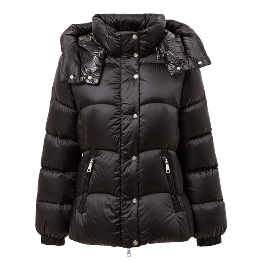 Hooded Puffer Jacket by Add for women in polyamide & duck down black features an contemporary silhouette, showcasing a sophisticated hooded neckline and contemporary lightweight, pockets, hooded & insulated for a truly refined look.