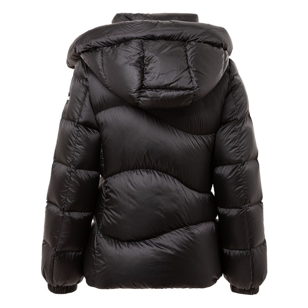 Hooded Puffer Jacket by Add for women in polyamide & duck down black features a city-ready silhouette, detailed with lightweight, pockets, hooded & insulated and a city-ready hooded neckline.