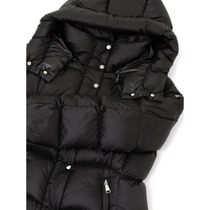 Hooded Puffer Jacket by Add for women in polyamide & duck down black showcases a bohemian silhouette, artfully detailed with a bohemian hooded neckline and signature lightweight, pockets, hooded & insulated for a truly bohemian finish.