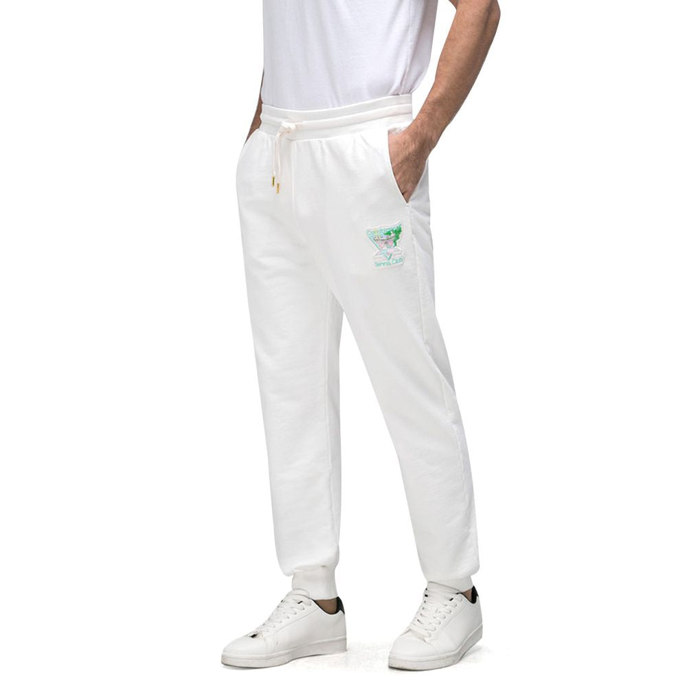 Jogger Sweatpants by Casablanca for men in cotton white features a athletic straight-leg with a and long, showcasing athletic for a sophisticated performance look.