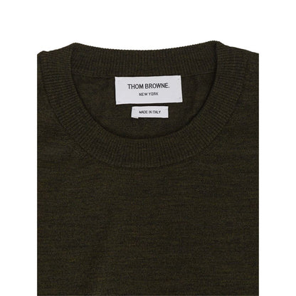 Sweater by Thom Browne for men in lana wool green showcases an masterful silhouette, artfully detailed with a masterful and for a sophisticated, premium finish.
