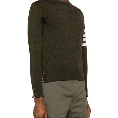 Sweater by Thom Browne for men in lana wool green features an tactile silhouette, showcasing a sophisticated and tactile for a refined finish.