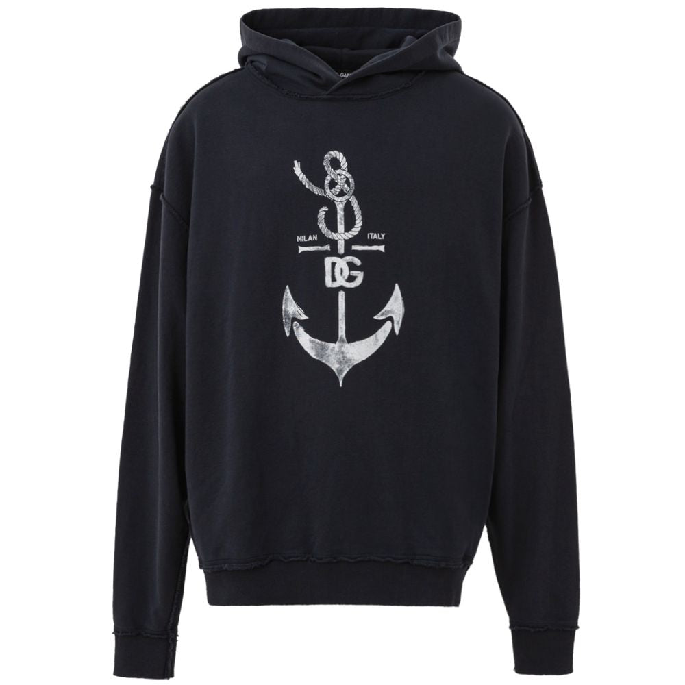 Sweatshirt Hoodie by Dolce & Gabbana for men in cotton blue & print features an luminous silhouette, showcasing a sophisticated hooded neckline and for a truly luminous look.