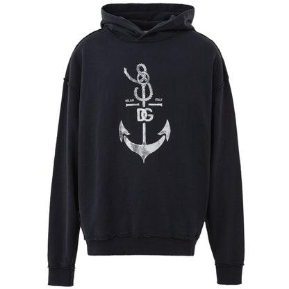 Sweatshirt Hoodie by Dolce & Gabbana for men in cotton blue & print features an luminous silhouette, showcasing a sophisticated hooded neckline and for a truly luminous look.