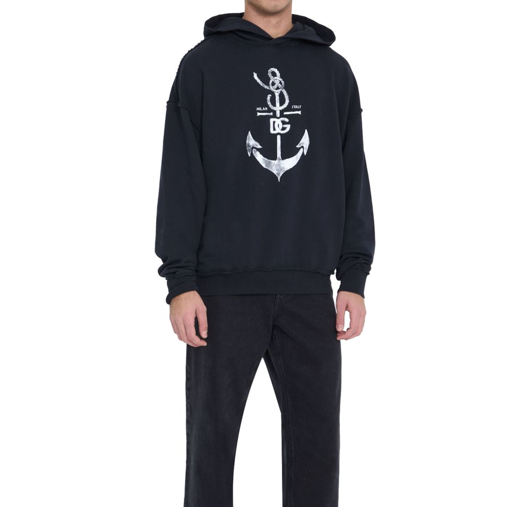 Sweatshirt Hoodie by Dolce & Gabbana for men in cotton blue & print showcases a city-ready silhouette, artfully detailed with a signature hooded neckline and for a city-ready finish.