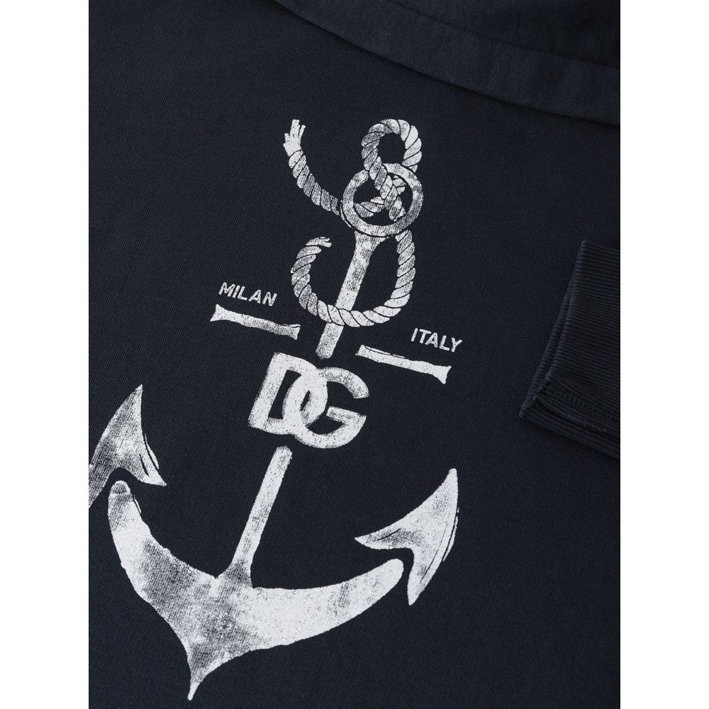 Sweatshirt Hoodie by Dolce & Gabbana for men in cotton blue & print features a authentic silhouette, showcasing a sophisticated hooded neckline and authentic detail for a refined finish.