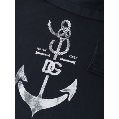 Sweatshirt Hoodie by Dolce & Gabbana for men in cotton blue & print features a authentic silhouette, showcasing a sophisticated hooded neckline and authentic detail for a refined finish.