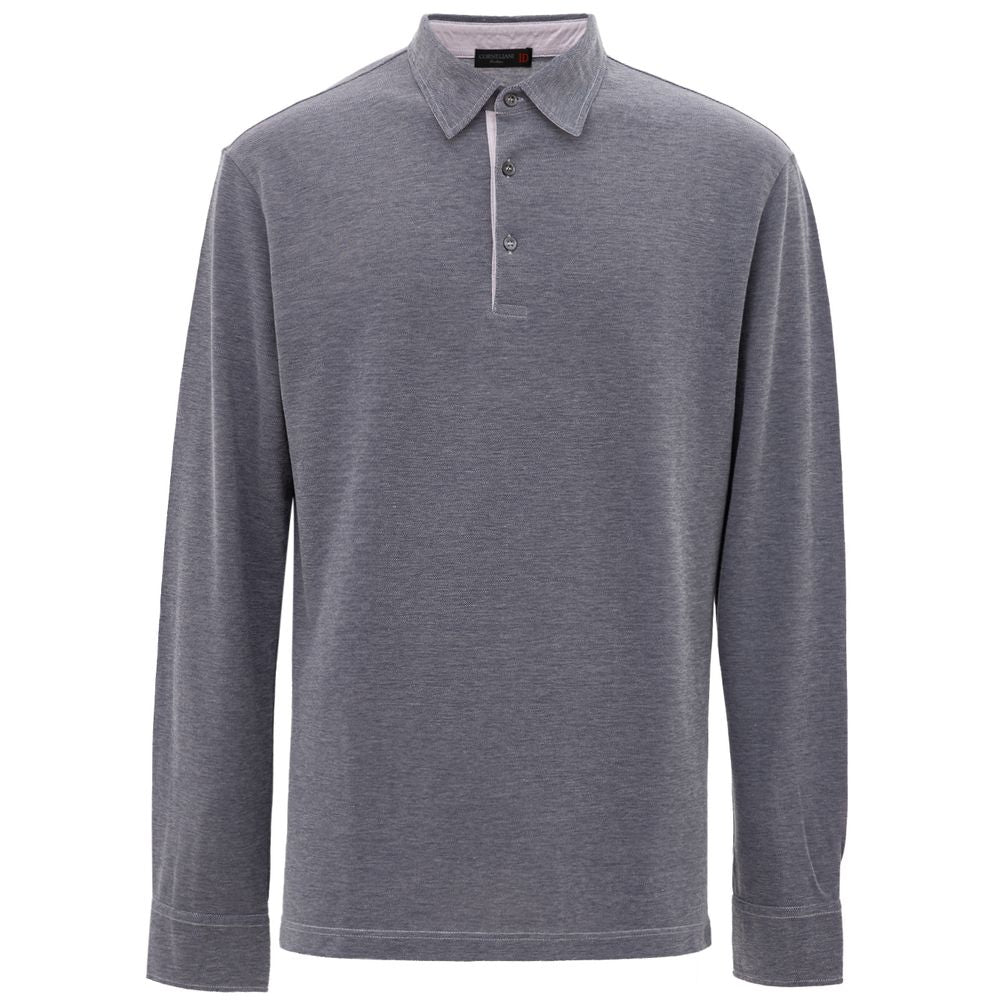 This Polo Shirt by Corneliani for men in cotton blue & gray presents a flawless silhouette, showcasing flawless long-sleeve detailing and a refined for a truly flawless aesthetic.