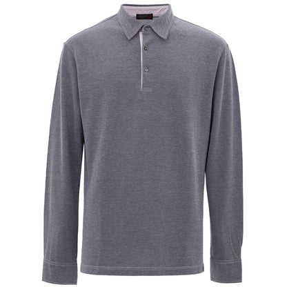 This Polo Shirt by Corneliani for men in cotton blue & gray presents a flawless silhouette, showcasing flawless long-sleeve detailing and a refined for a truly flawless aesthetic.