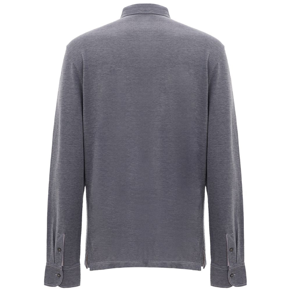 Polo Shirt by Corneliani for men in cotton blue & gray showcases a enviable silhouette, featuring a refined and for a enviable finish.