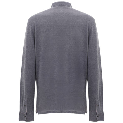Polo Shirt by Corneliani for men in cotton blue & gray showcases a enviable silhouette, featuring a refined and for a enviable finish.