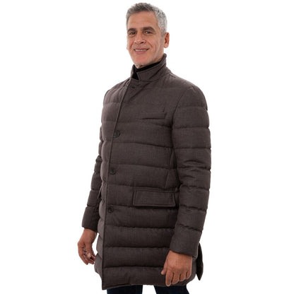 Puffer Jacket by Herno for men in wool & polyester brown features an on trend silhouette, showcasing refined insulated & pockets and a sophisticated high-neck neckline for a truly on trend finish.