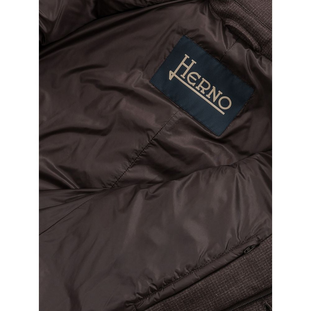 Puffer Jacket by Herno for men in wool & polyester brown features a city-ready silhouette, detailed with insulated & pockets and a city-ready high-neck neckline.