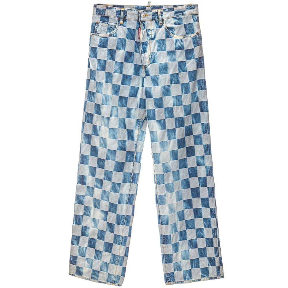 Jeans by Dsquared² for women in denim cotton light-blue, patterned & checkered features an sophisticated and relaxed-fit & wide with a precise long, creating a sophisticated and sophisticated silhouette.