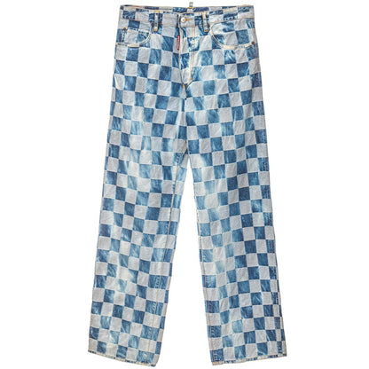 Jeans by Dsquared² for women in denim cotton light-blue, patterned & checkered features an sophisticated and relaxed-fit & wide with a precise long, creating a sophisticated and sophisticated silhouette.