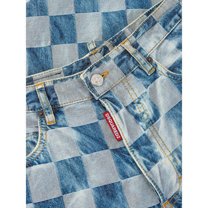 Jeans by Dsquared² for women in denim cotton light-blue, patterned & checkered features an sophisticated and relaxed-fit & wide with a precise long, creating a sophisticated and sophisticated silhouette.