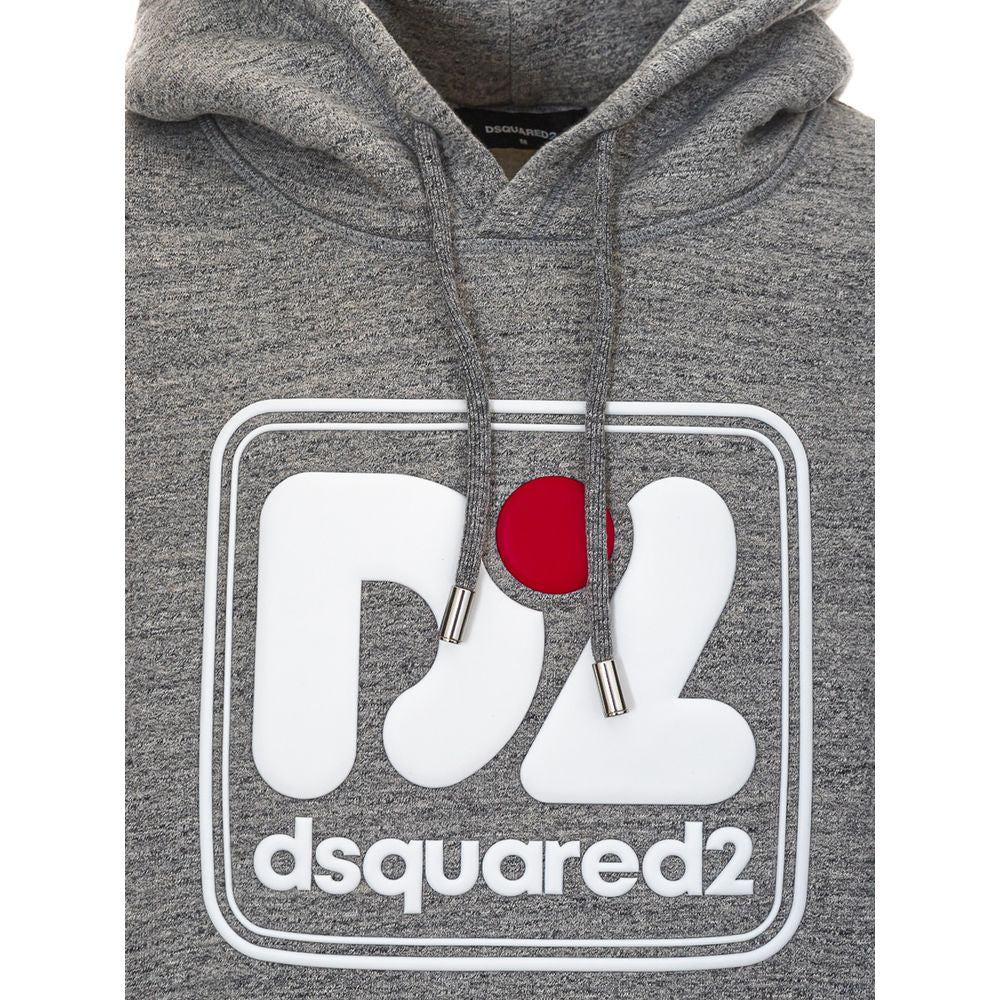 Sweatshirt Hoodie by Dsquared² for men in cotton gray & white showcases a city-ready silhouette, artfully detailed with a signature hooded neckline and for a city-ready finish.