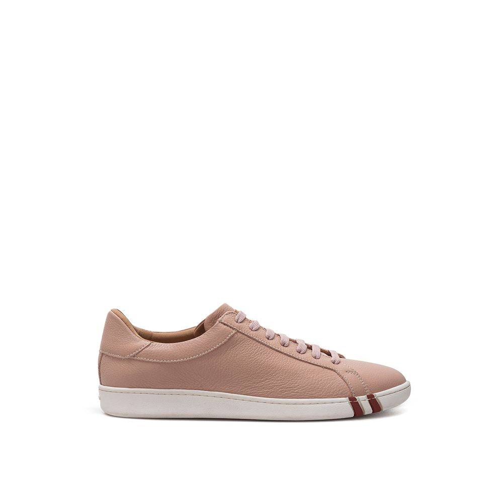 Sneakers by Bally for women in leather & rubber beige, pink, white & signature features a chic design, perfectly showcasing the chic casual style of this Women's Casual Leather & Rubber Sneakers.