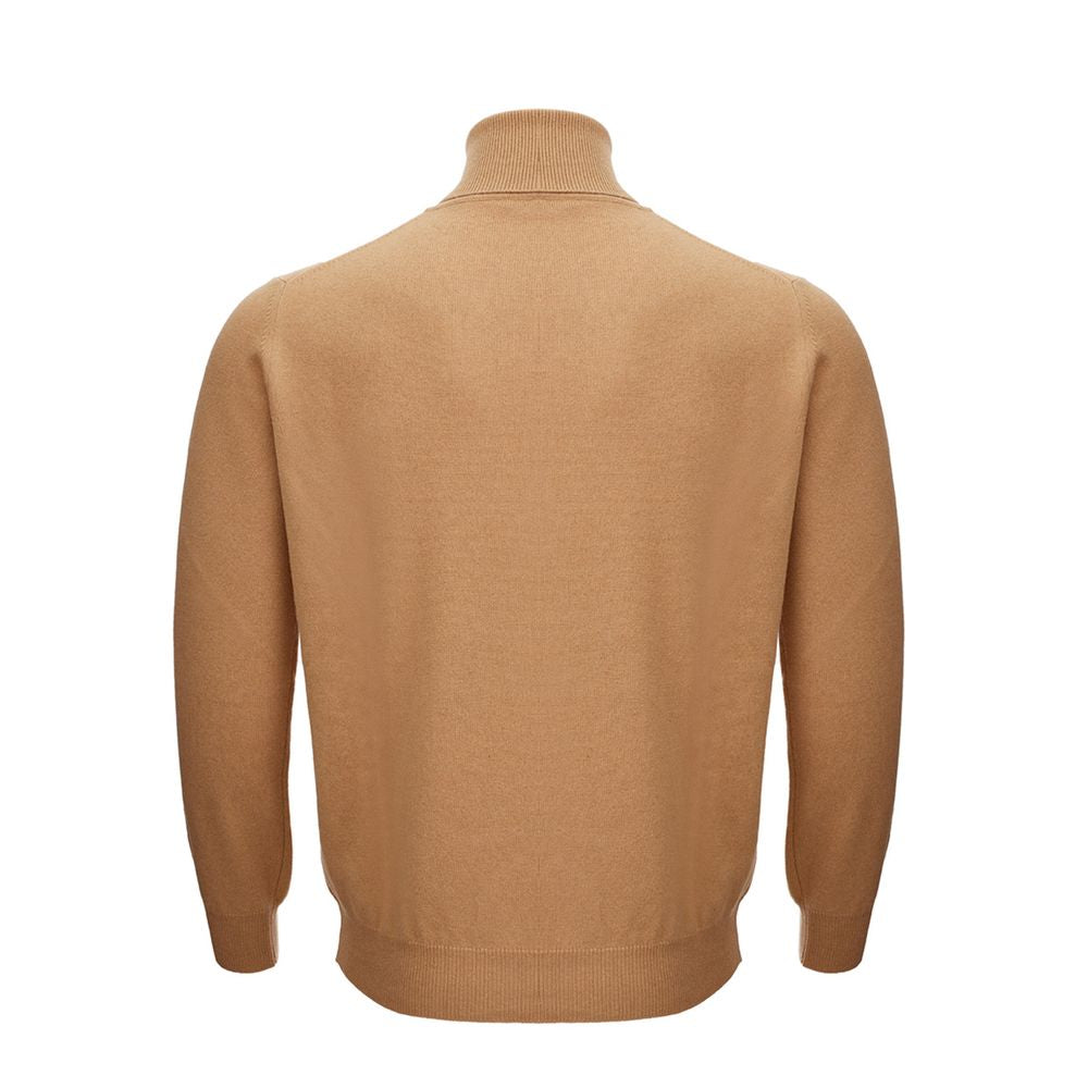 Sweater by KANGRA for men in wool brown showcases a sumptuous silhouette, artfully finished with a sumptuous and for a sophisticated, sumptuous look.
