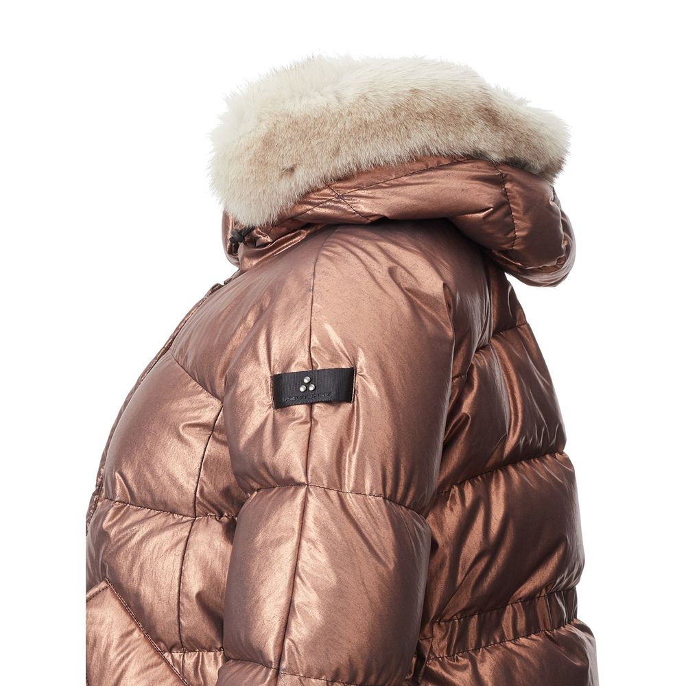 Hooded Jacket by Peuterey for women in polyester & fur bronze & pink showcases a contemporary silhouette, detailed with a contemporary hooded neckline and premium pockets, hooded & insulated for a sophisticated finish.