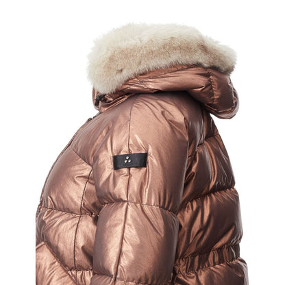Hooded Jacket by Peuterey for women in polyester & fur bronze & pink showcases a contemporary silhouette, detailed with a contemporary hooded neckline and premium pockets, hooded & insulated for a sophisticated finish.