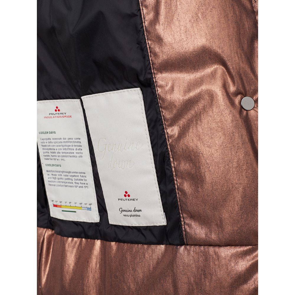 Hooded Jacket by Peuterey for women in polyester & fur bronze & pink presents a impeccable silhouette, showcasing distinct pockets, hooded & insulated and a impeccable hooded neckline for a sophisticated finish.