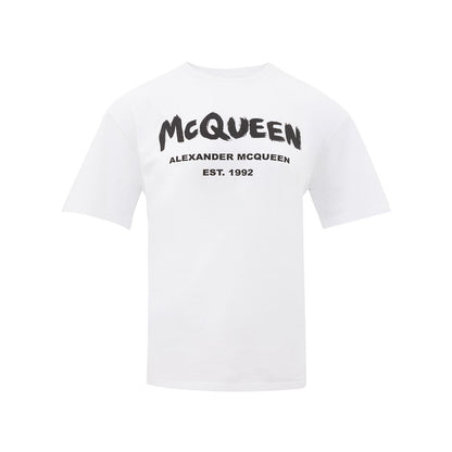 T-Shirt by Alexander McQueen for women in cotton white, signature & print features an on trend silhouette, perfectly showcasing a on trend short-sleeve and round neckline for an elevated aesthetic.