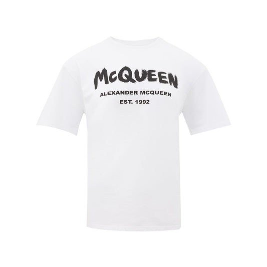T-Shirt by Alexander McQueen for women in cotton white, signature & print features an on trend silhouette, perfectly showcasing a on trend short-sleeve and round neckline for an elevated aesthetic.