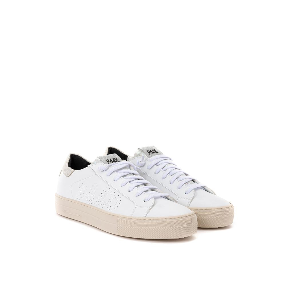 Sneakers by P448 for women in leather white features a chic design, perfectly showcasing the chic casual style of this Women's Casual Leather Sneakers.