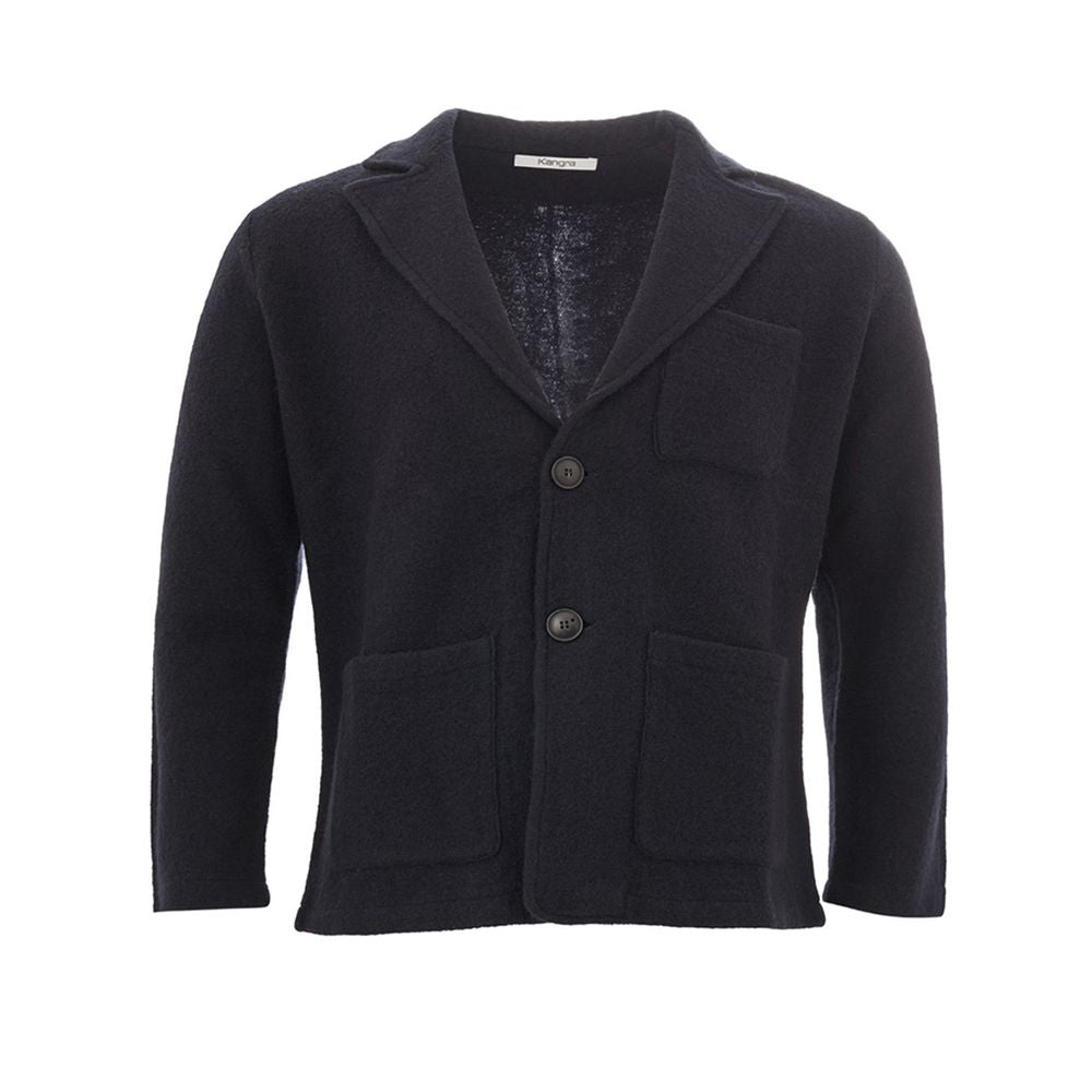 Jacket by KANGRA for men in wool blue presents a impeccable silhouette, showcasing distinct and a impeccable for a sophisticated finish.