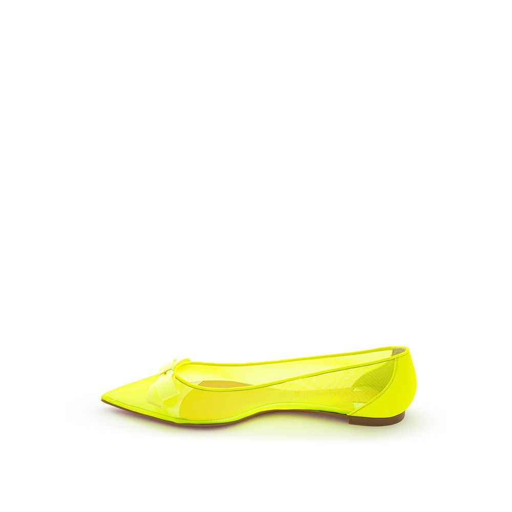 Flat Shoes by Christian Louboutin for women in mesh yellow showcases a resplendent Grace Ray Women's Mesh Flat Shoes aesthetic with a and .