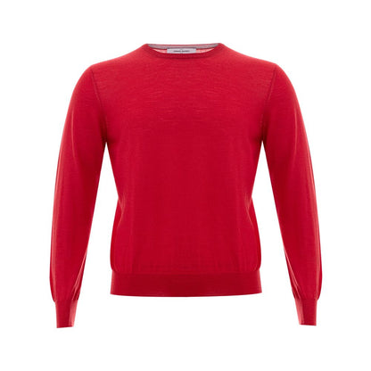 Sweater by Gran Sasso for men in wool red features an tactile silhouette, showcasing a sophisticated and tactile for a refined finish.
