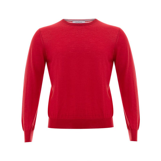 Sweater by Gran Sasso for men in wool red features an tactile silhouette, showcasing a sophisticated and tactile for a refined finish.