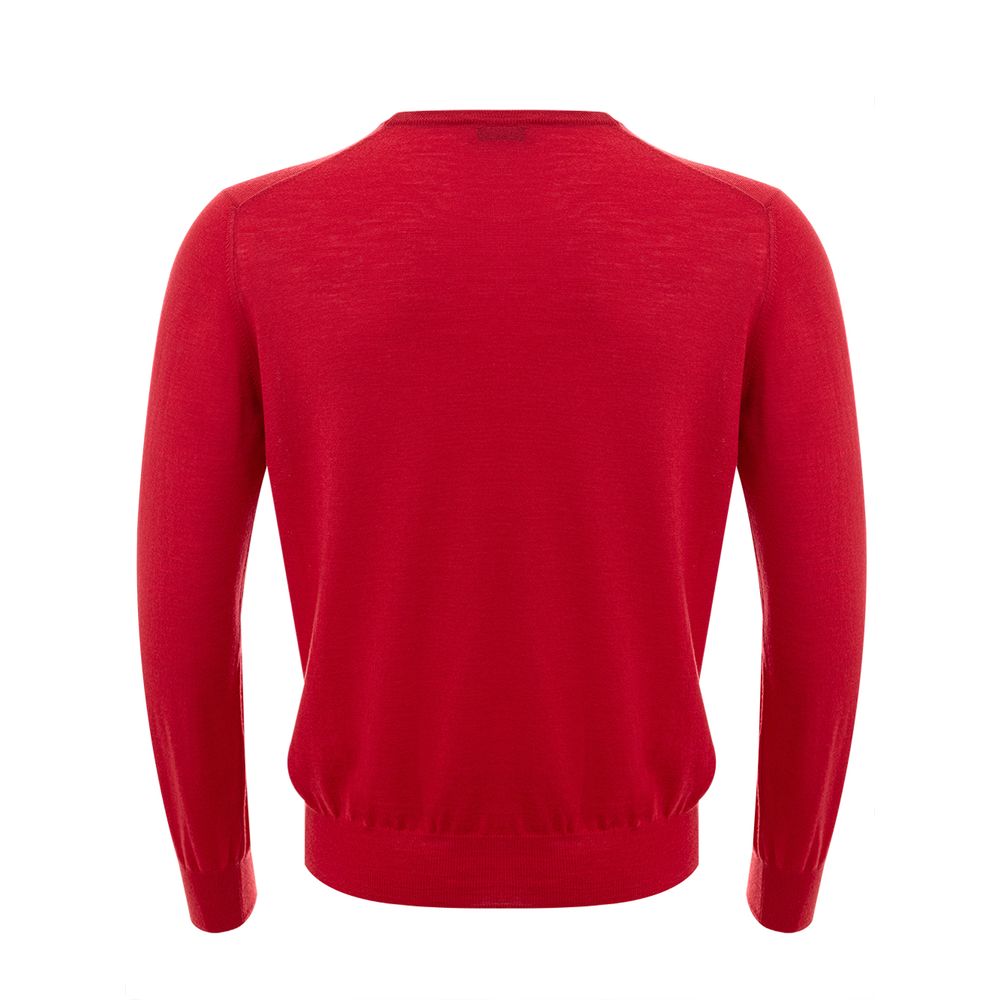 Sweater by Gran Sasso for men in wool red showcases a downtown chic silhouette, artfully finished with a downtown chic and for a sophisticated, high-end look.
